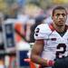 Illinois quarterback Nathan Scheelhaase on the sidelines after being injured in the game against Michigan. He would not return to the game. Daniel Brenner I AnnArbor.com